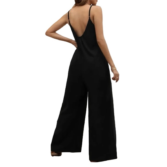 Chiffon One Piece Wide Leg Beach Cover Up Jumpsuit - Picture 3 of 3